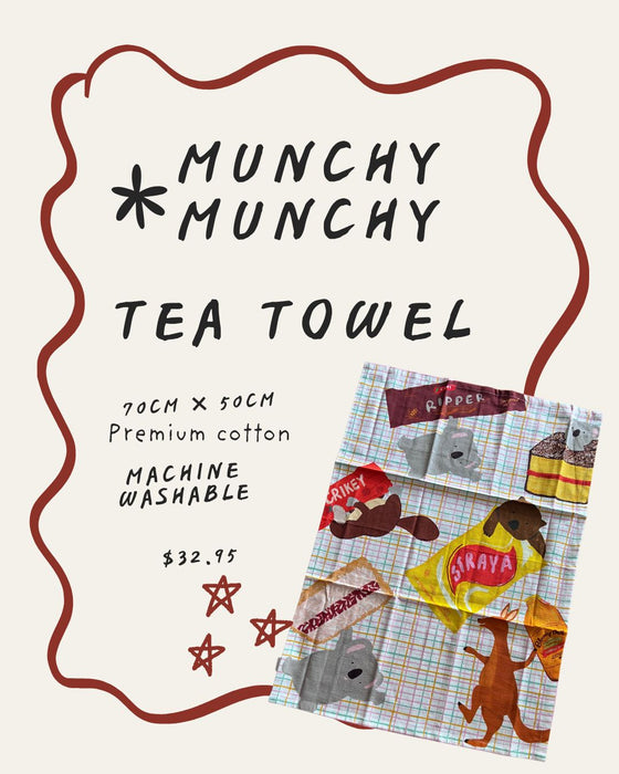 Kitchen Tea Towel and Suki Bag Bundle - Munchy Munchy Aussie Snacks Icons by Suki McMaster (Copy)