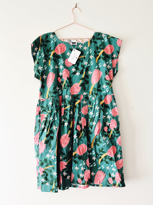 Handmade Smock Dress - Green Banksia Design by Suki McMaster | FREE SHIPPING