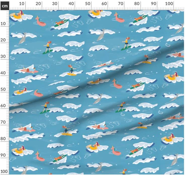 Surfing and Tides Suki McMaster Melbourne Design Fabric Collection