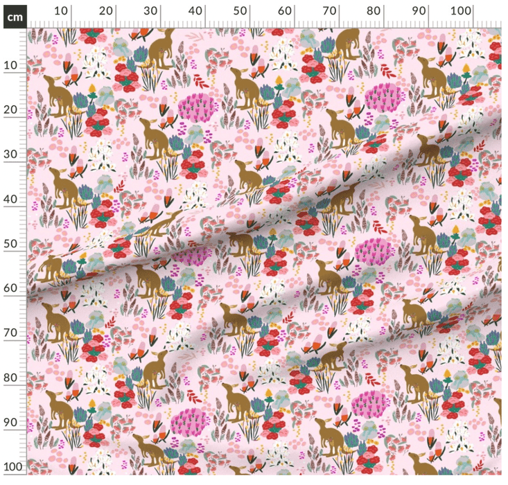 Kangaroo Floral Pattern Design - Suki McMaster Fabric Collection Melbourne Design