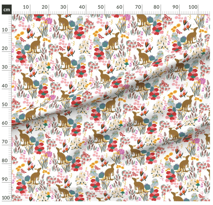Kangaroo Floral Pattern Design - Suki McMaster Fabric Collection Melbourne Design