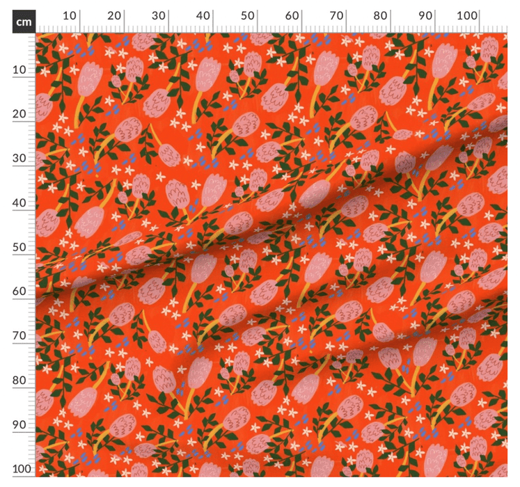 Banksia Red - Suki McMaster Fabric Collection Melbourne Desgin
