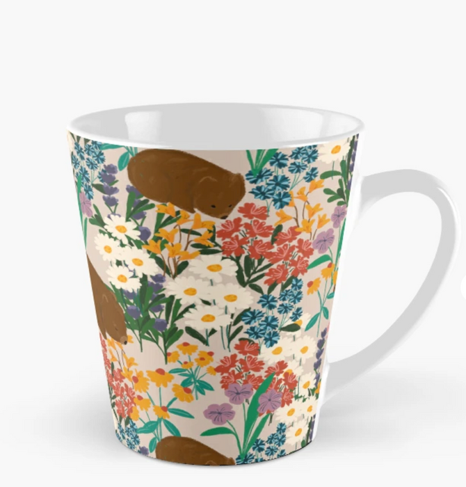 Ceramic Mug - Wombat with Flowers by Suki McMaster