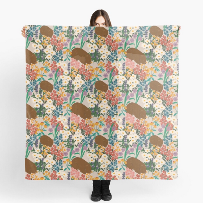 Extra Large Scarf - Wombat Wildflower by Suki McMaster