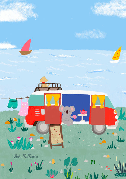 Blank Card - Koala and Kombi by Suki McMaster