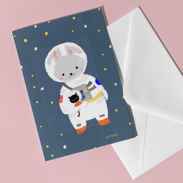 Blank Card - Astronaut and Cat by Suki McMaster