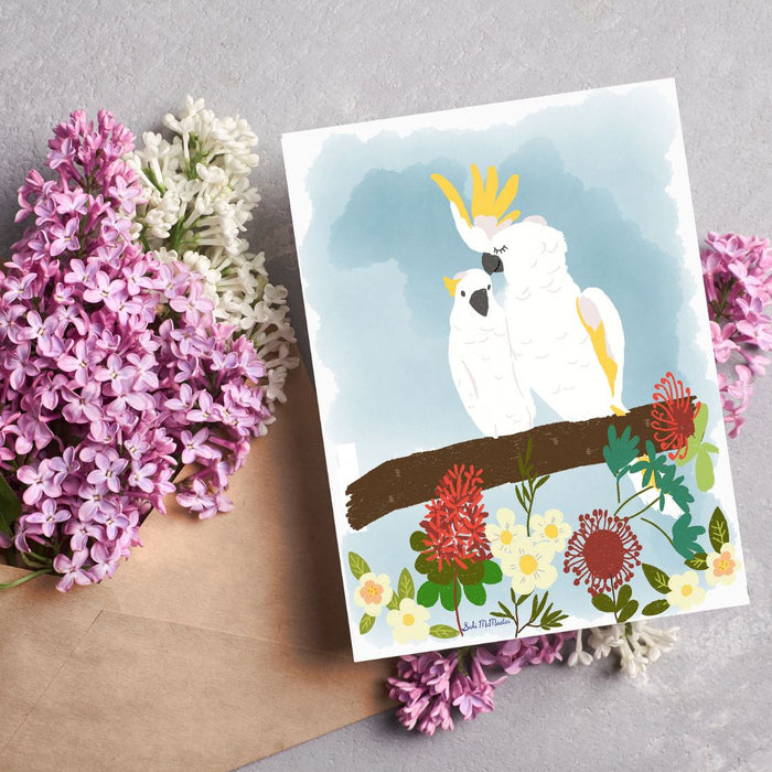 Blank Card - Australian Bird Cockatoo by Suki McMaster