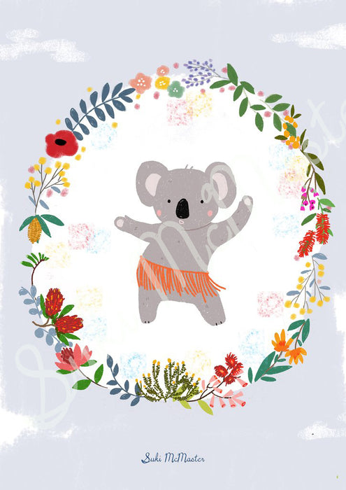 Australian Animal Wall Art Print - Dancing Koala by Suki McMaster