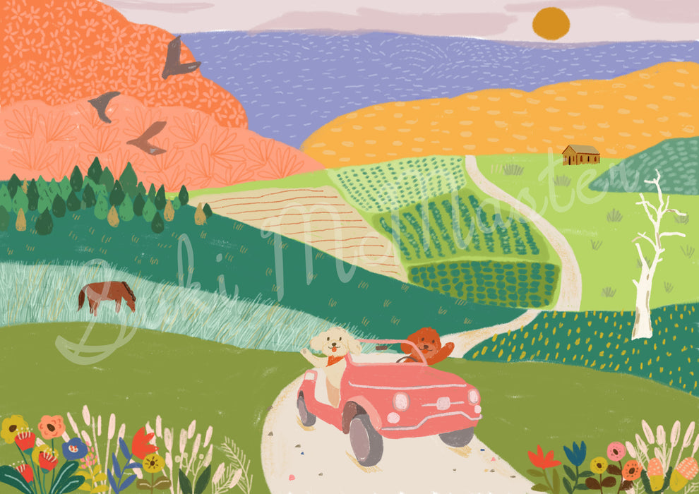 Wall Art Print - Oodles On The Car Moving Forward by Suki McMaster
