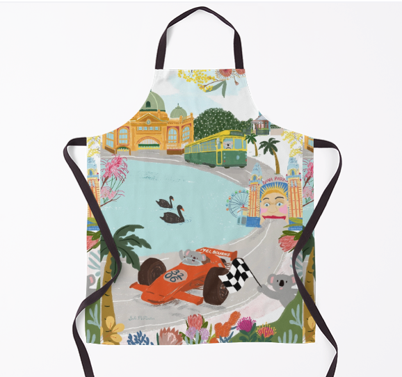 Adult Apron - Melbourne Icons Grand Prix by Suki McMaster