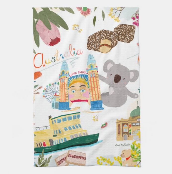 Kitchen Tea Towel - Australiana by Suki McMaster