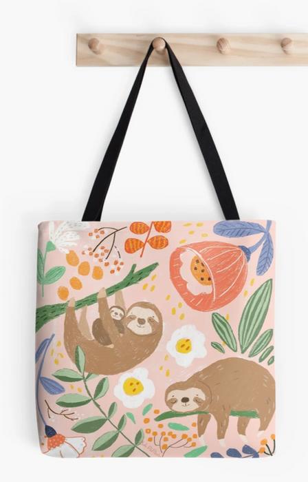 Tote Bag - Pink Sloth by Suki McMaster