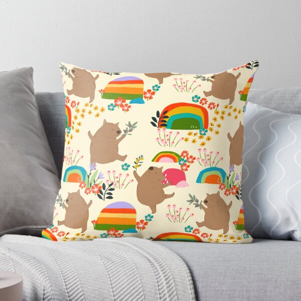 Cushion Cover - Rainbow Wombat by Suki McMaster