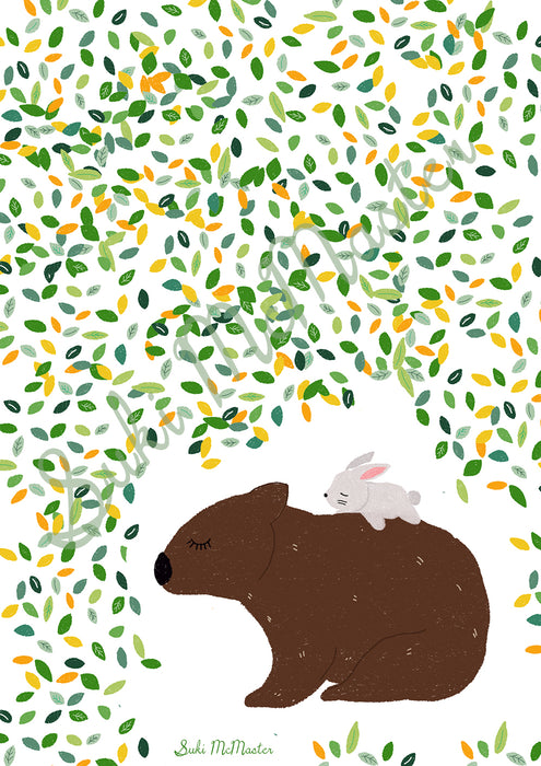 Australian Animal Wall Art Art - Wombat and Rabbit by Suki McMaster