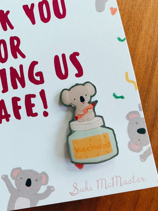 Koala Vaccinated Pin/ Brooch