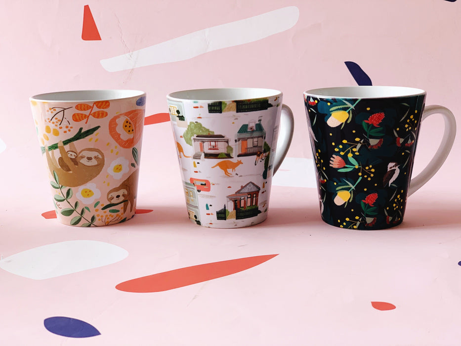 Ceramic Mug - Pink Sloth Family by Suki McMaster