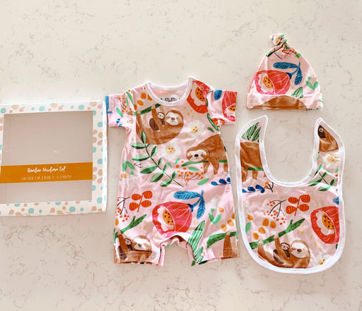 Suki McMaster Melbourne Design Newborn Gift Set Sloth Bodysuit