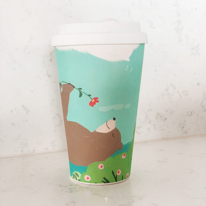 Bamboo Reusable Cup - Bear On Back by Suki McMaster
