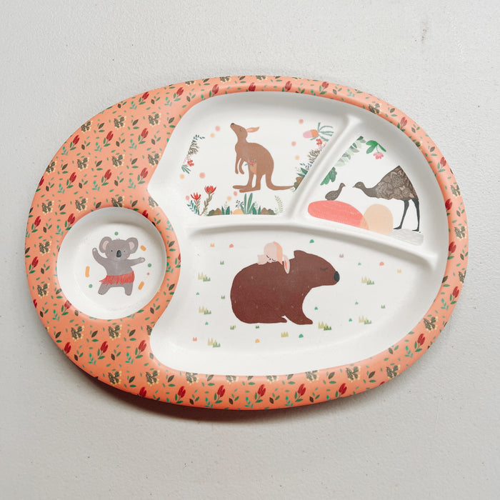 Melamine Divided Plate - Australian Animals Theme by Suki McMaster