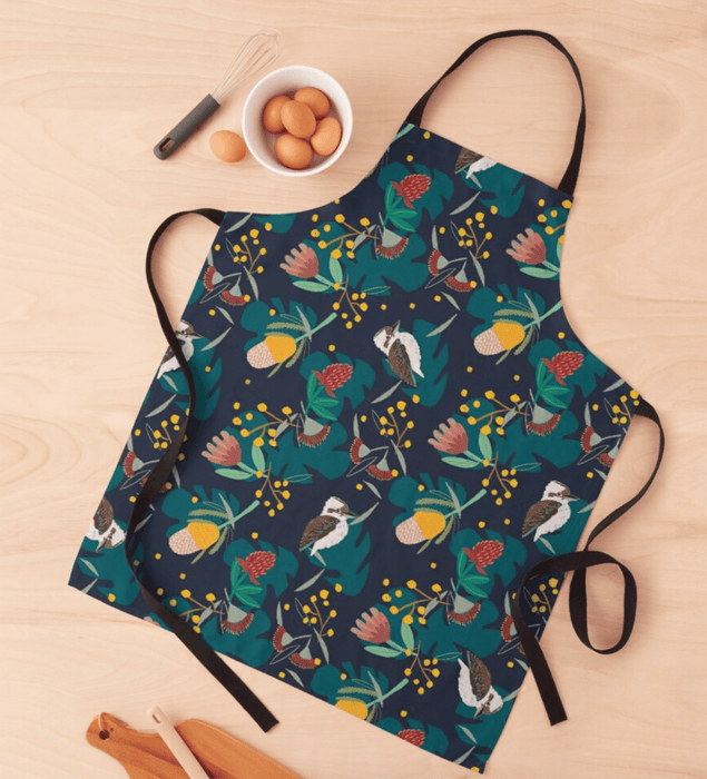 Adult Apron - Kookaburra and Australian Native Floral by Suki McMaster