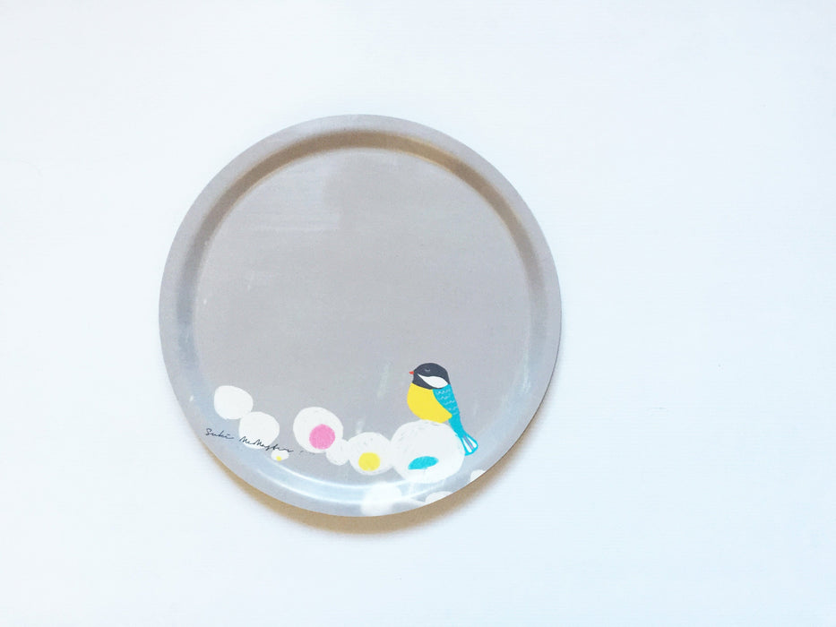 Suki McMaster Round Birchwood Tray - Bird
