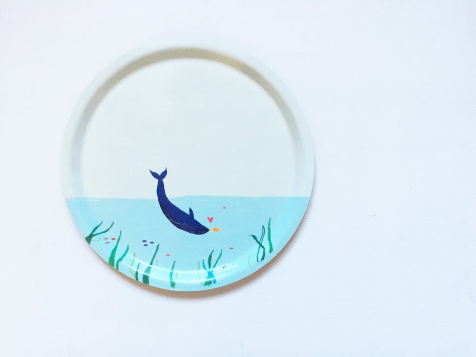 Suki McMaster Round Birchwood Tray - Whale