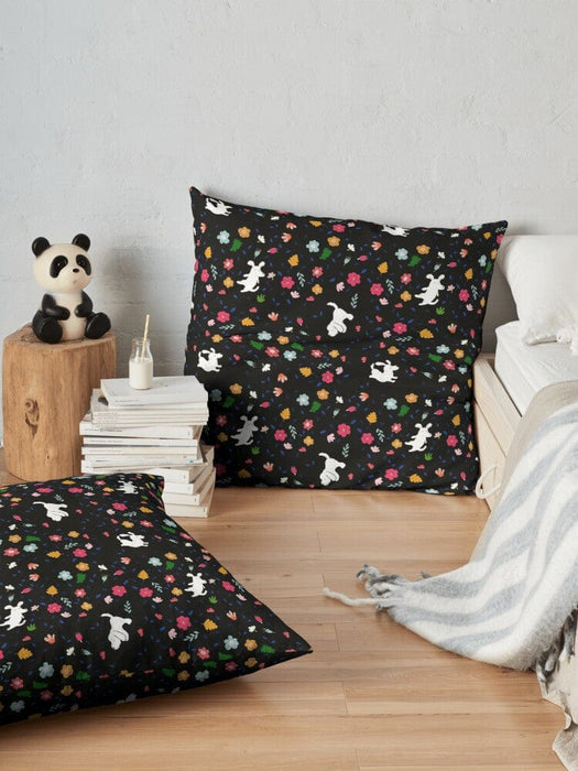 Suki McMaster Melbourne Design extra large dog and floral pillow dog bed reading corner