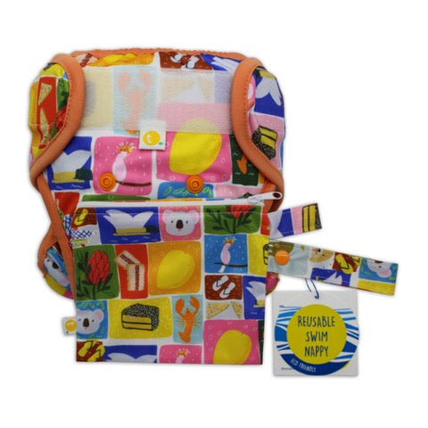 Tyoub x Suki McMaster Adjustable Reusable Swim Nappy and Wet Bag - Aussie Icons