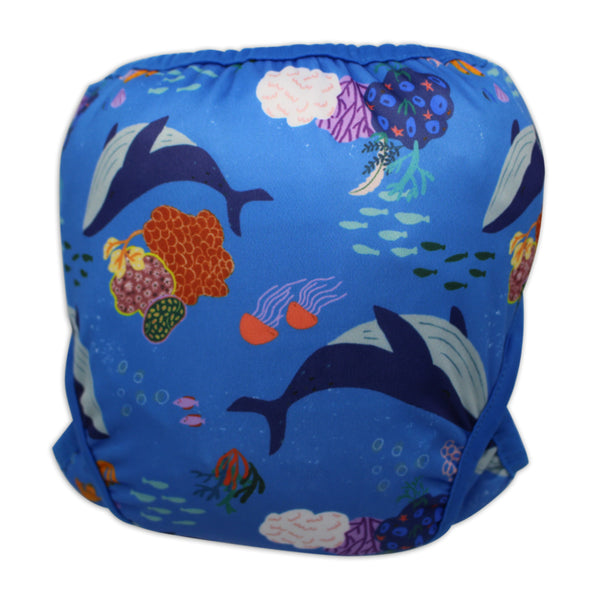 Tyoub x Suki McMaster Adjustable Reusable Swim Nappy and Wet Bag - Whales