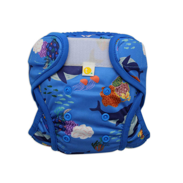 Tyoub x Suki McMaster Adjustable Reusable Swim Nappy and Wet Bag - Whales