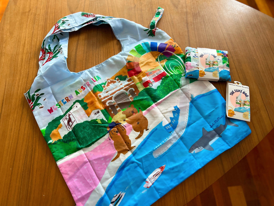 Reusable Shopping Bag - Western Australia with Joyful Quokka  by Suki McMaster