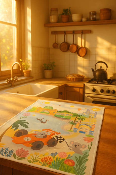 Kitchen Tea Towel - Melbourne Grand Prix by Suki McMaster (COMING SOON)