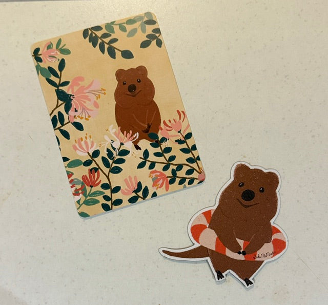 Quokka Postcard & Magnet Set by Suki McMaster – Illustrated A6 Postcard + Fridge Magnet