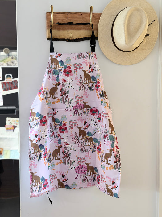 Adult Apron - Pink Kangaroo by Suki McMaster