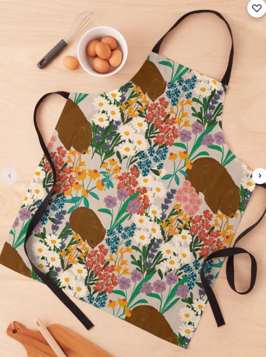 Adult Apron - Wombat with Flowers by Suki McMaster