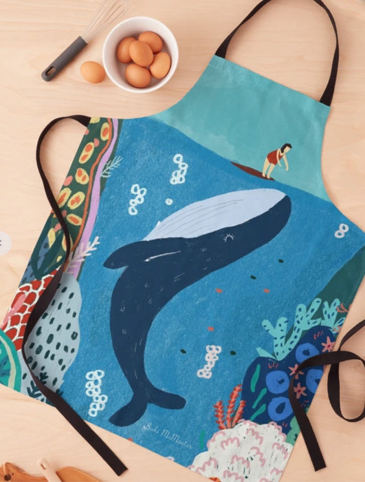 Adult Apron - Surfer and Whale by Suki McMaster