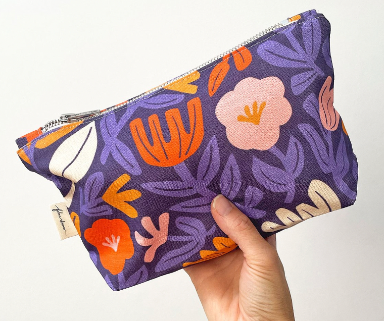 Zip Pouch - Weaving Petals (Purple) by Fabric Drawer