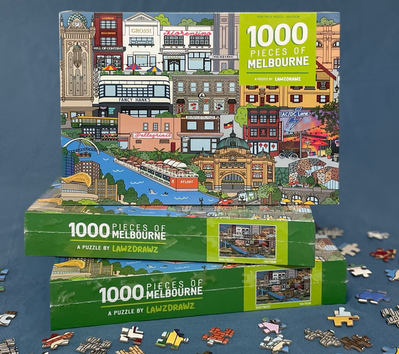 1000 Pieces Melbourne Puzzles by Lawzdrawz