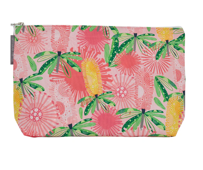 Cosmetic Bag - Pink Banksia - By Annabel Trends