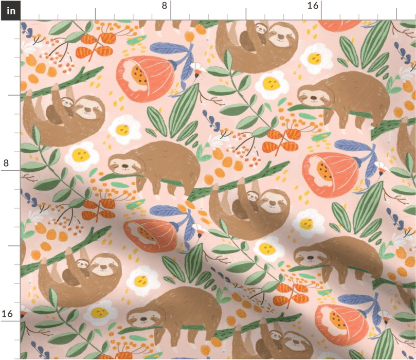 Fabric Collection - Pink Sloth Family by Suki McMaster