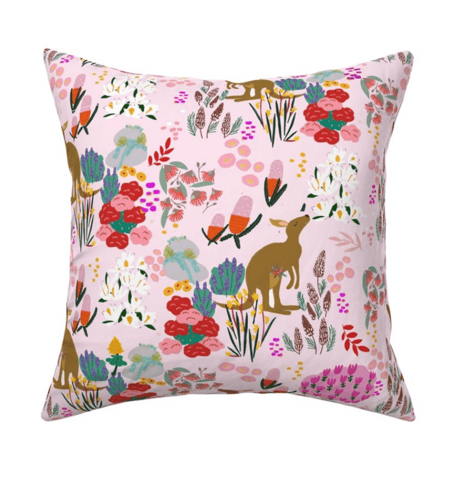 Kangaroo Floral Pattern Design - Suki McMaster Fabric Collection Melbourne Design