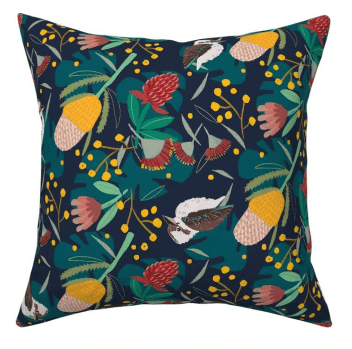 Kookaburra and floral Design - Suki McMaster Fabric Collection Melbourne Design