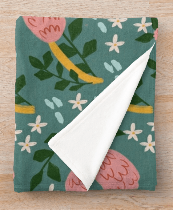 Banksia Green and Pink - Suki McMaster Throw Blanket