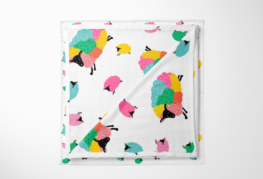Bamboo Baby Blanket Swaddle Wrap - Candy Sheep by Suki McMaster