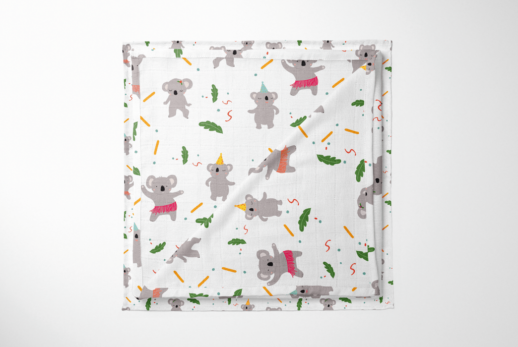 Bamboo Baby Blanket Swaddle Wrap - Dancing Koala by Suki McMaster