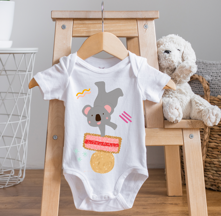 Personalised Onesie Romper - Iced VoVo Anzac Biscuit Koala by Suki McMaster