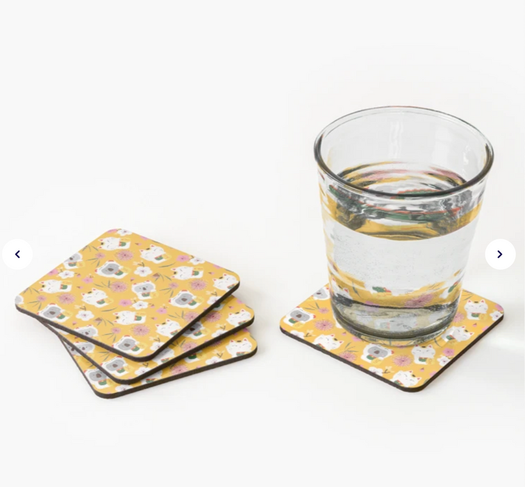 Japanese lucky cat and koala Coaster by Suki McMaster