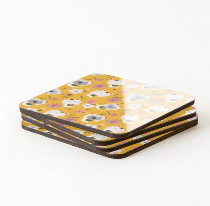 Japanese lucky cat and koala Coaster by Suki McMaster
