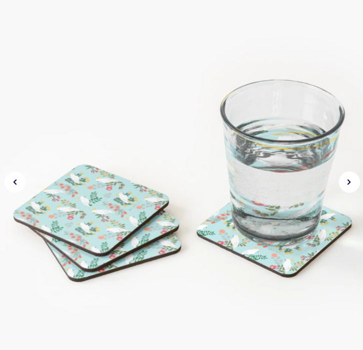 Cockatoo and Australian Floral  Coaster by Suki McMaster