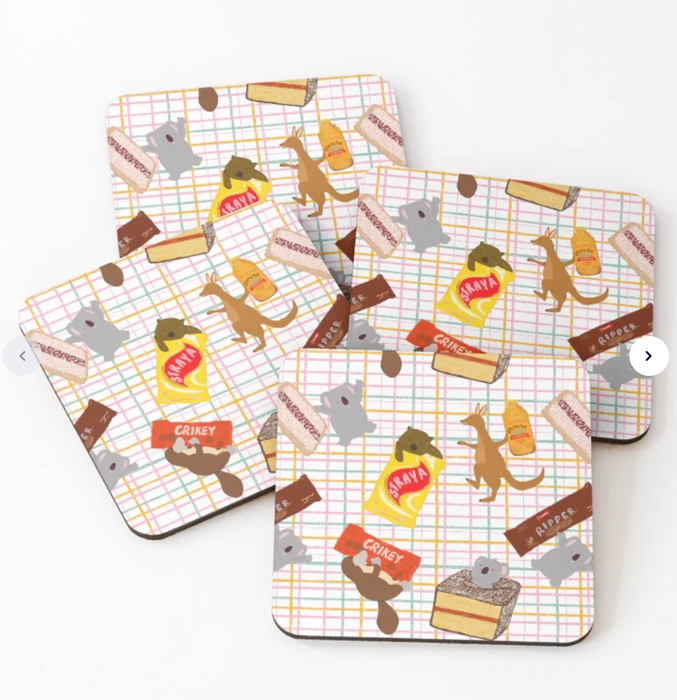 Munchy Aussie Snacks Coaster by Suki McMaster